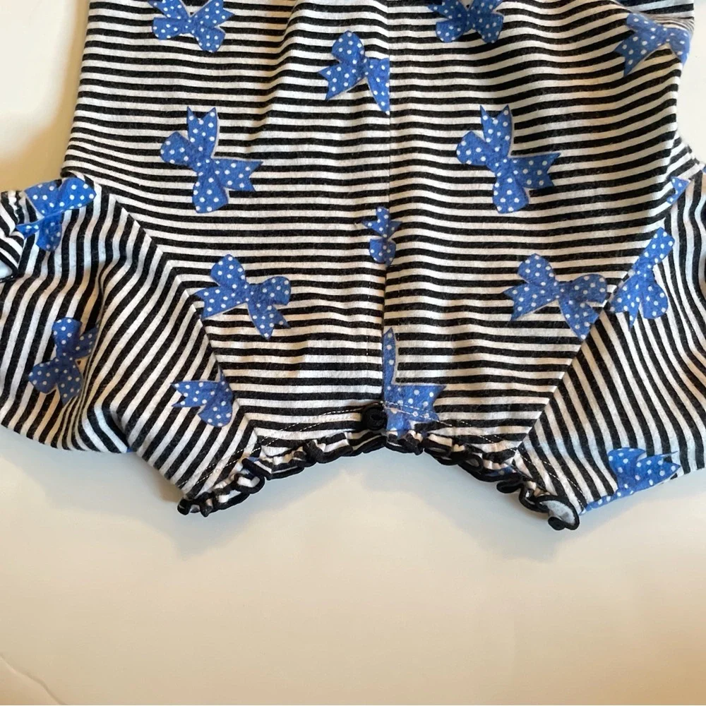 Pippa & Julie Black and Blue Striped Dress with Bow Accents
